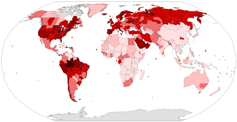 Weltkarte Covid-19-Ausbruch